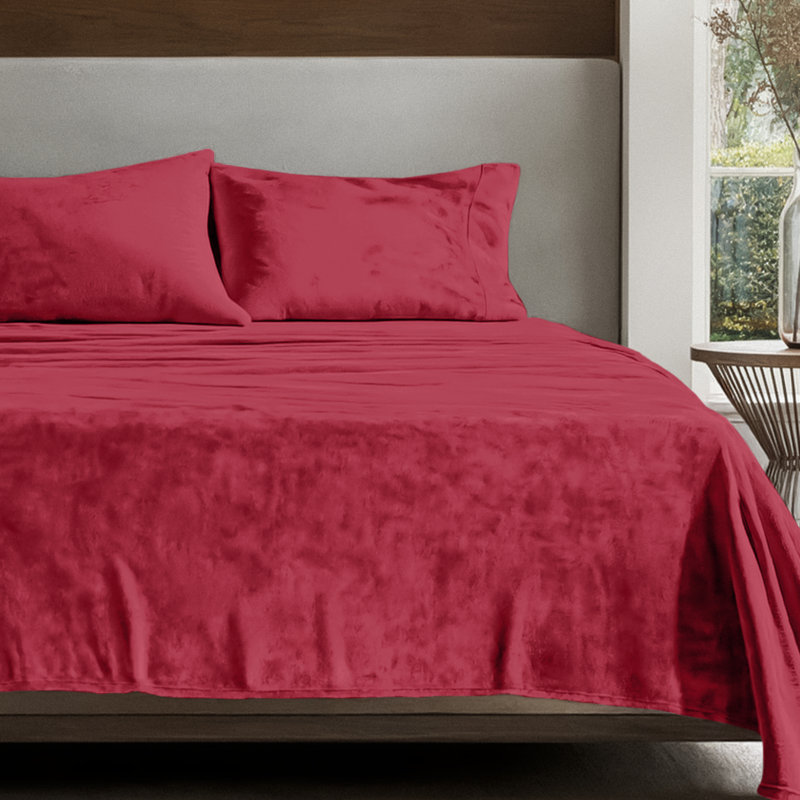 Microplush Sheet Set, Twin Sheet Set + 1 Fitted Sheet + 1 Pillowcase, Red
