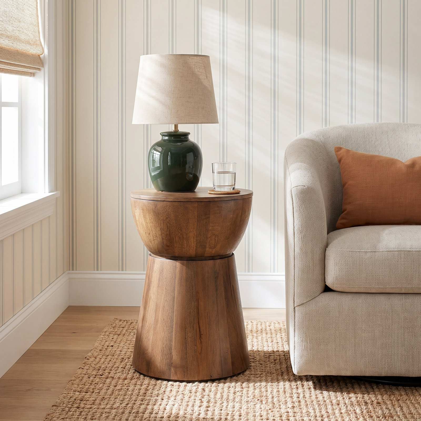 16" Mango End Table, Brown