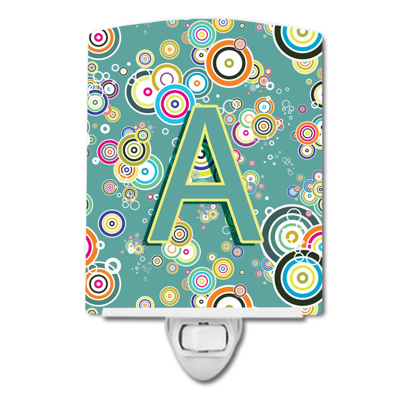 Circle Initial Alphabet Ceramic Night Light, A