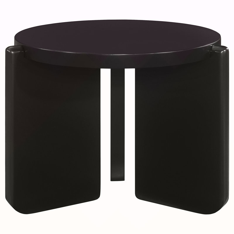 Harrison Black Round Solid Wood End Table
