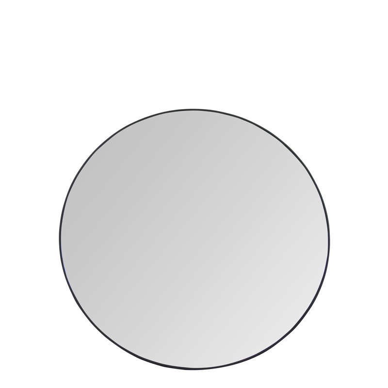 Argie Round Metal Beveled Wall Mirror, 24" x 24"