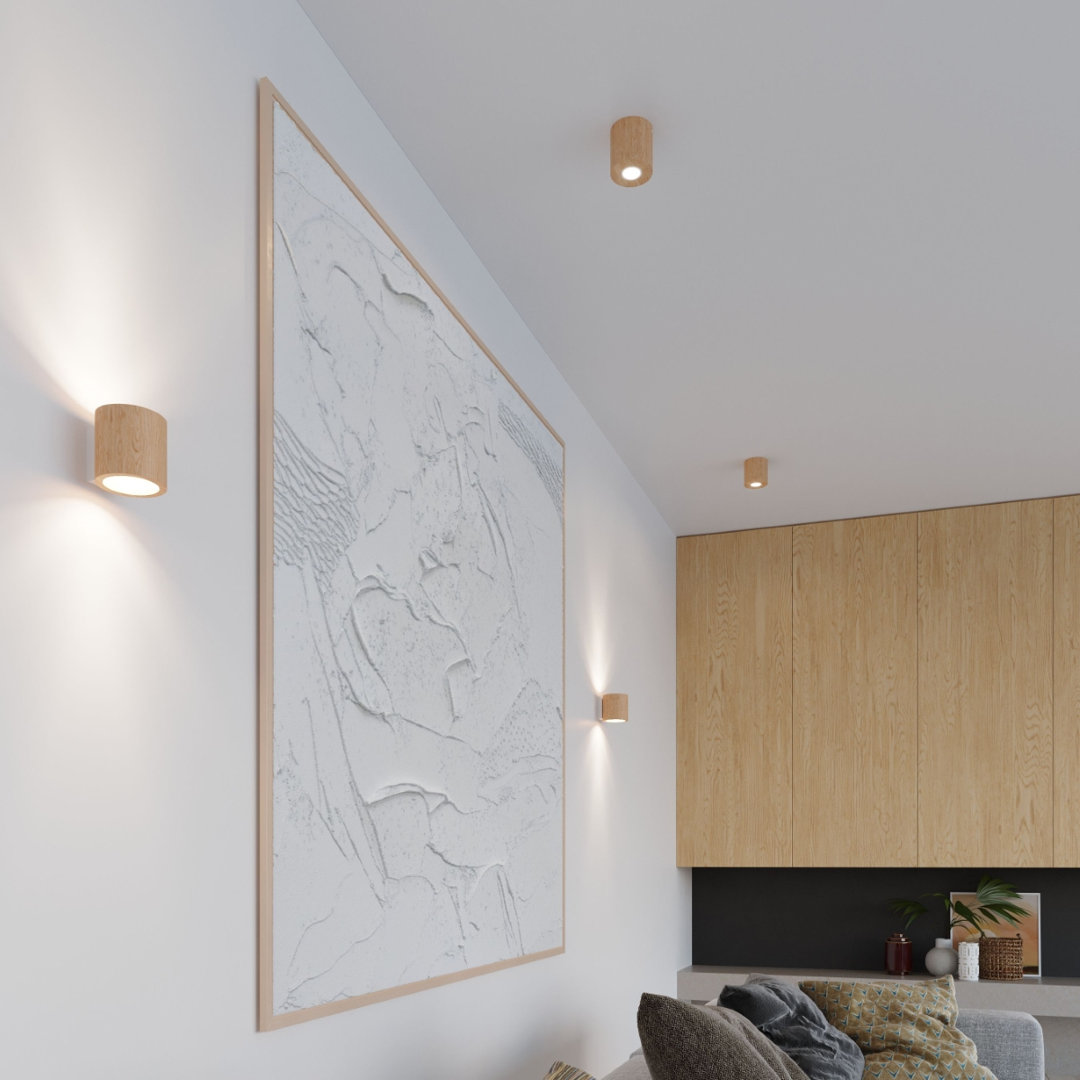 Blue Pirate Light Wall Lamp Orbis Up/Down Natural Wood Round Tube Boho Design Led G9 - Image 6