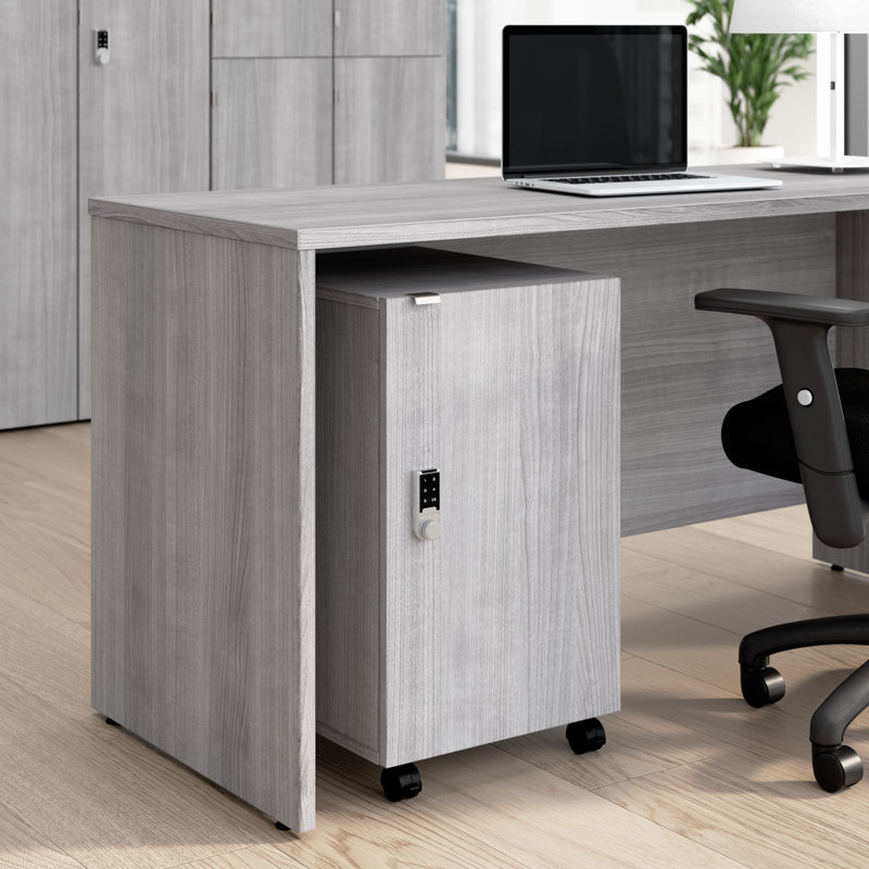 Classeur mobile avec tiroir, porte et serrure à clavier Bush Business Furniture Assure, Gris platine