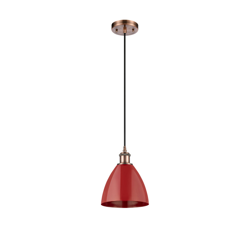 Luminaire suspendu conique 1 lumière, Rouge, Cuivre antique