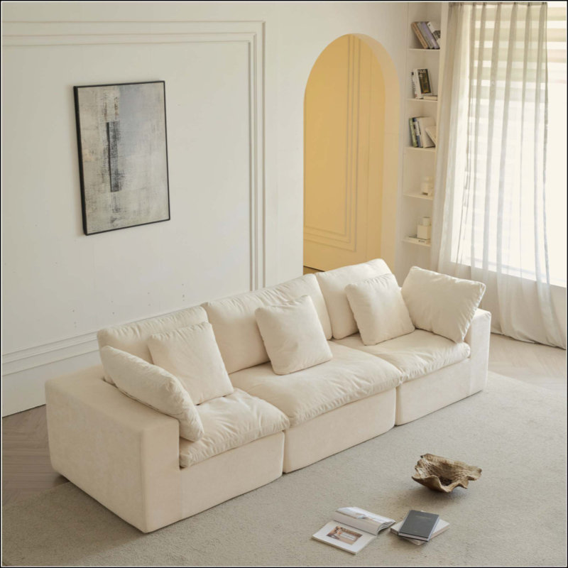Canapé à compression comprimé avec éponge haute densité et tissu sherpa pour un confort et une durabilité maximaux