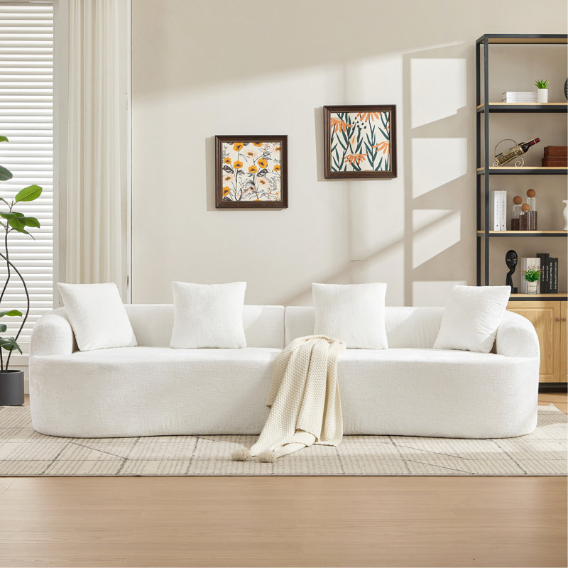 Causeuse courbée, petit canapé en chenille avec 3 coussins, canapé profond pour appartement, salon, aucun assemblage requis