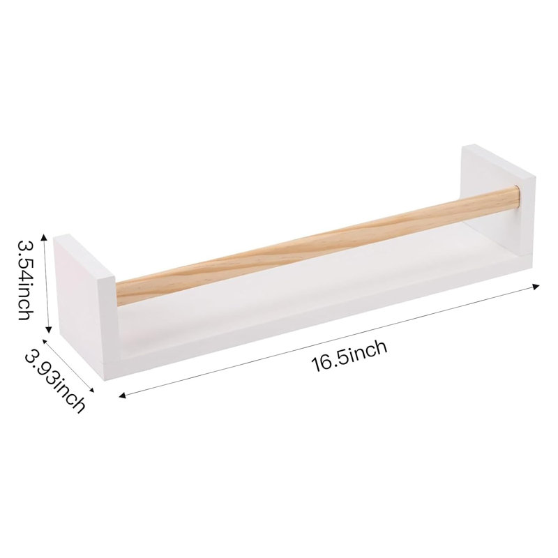 Floating Bookshelves For Wall Set Of 3, Nursery Shelves For Baby Room Decor, Solid Wood Wall Mounted Shelves For Books, Toys And Storage, Space-Saving Kids Shelves