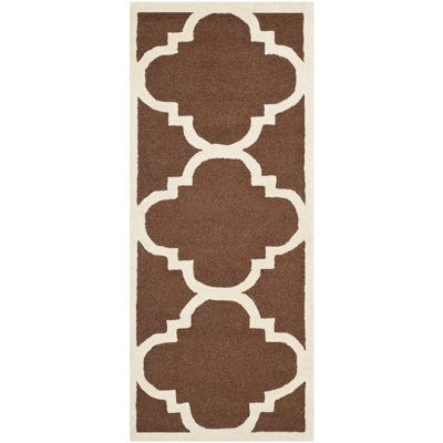 Tapis brun foncé / ivoire en laine touffeté à la main Cannen