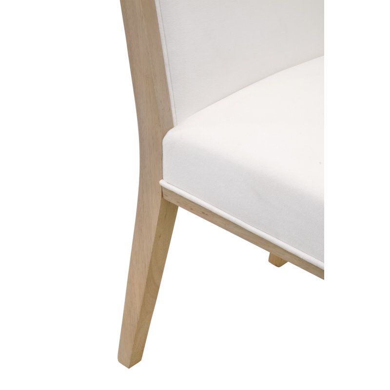 Natural Rubberwood Upholstered Dining Side Chair Set in White