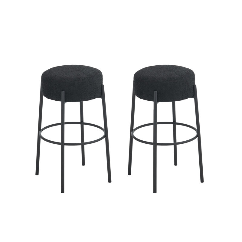 Poolesville Upholstered Counter Stool with Metal Frame, Black