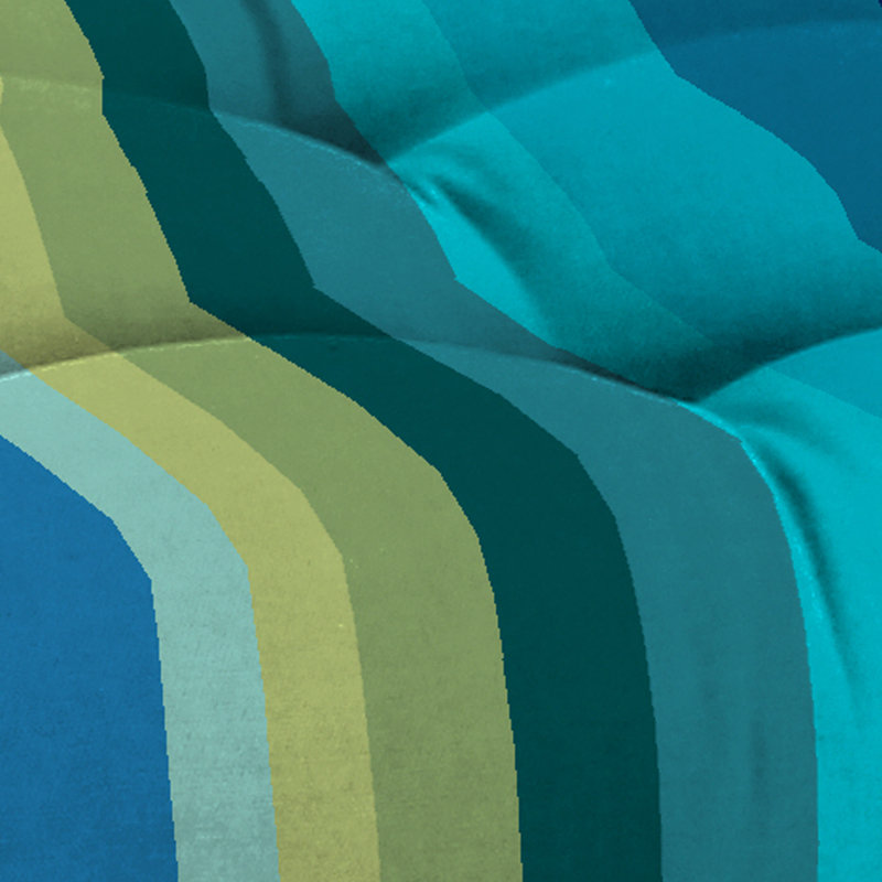 44" x 18" Contoured Outdoor Wicker Bench Cushion, Islip Teal Striped
