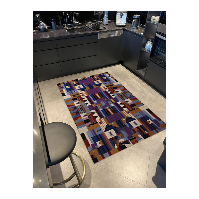 Multi Color Mixed Geometric Shape Pattern Creative Modern Decorative Machine Washable Area Rug, Rectangle 4'7" x 6'7"
