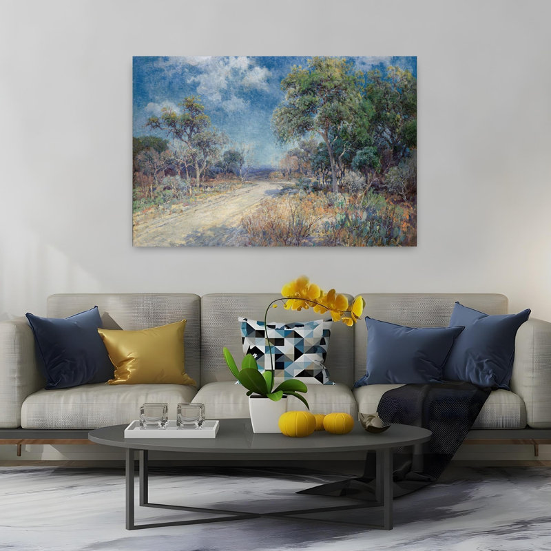 Route vers les collines, paysage contemporain abstrait, art naturel, H 60 po x l 40 po