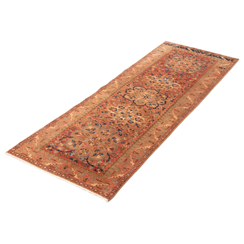 Tapis rouge unique noué à la main de conception unique 3 pi 10 po x 10 pi 3 po Antalya
