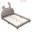Lit plateforme simple tapissier avec ornement en lapin, gris, lit-845761231