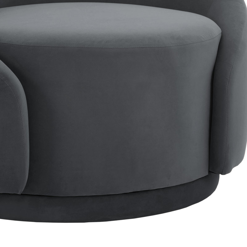 Fauteuil demi-tonneau pivotant rembourré Aunna, Velours gris velours