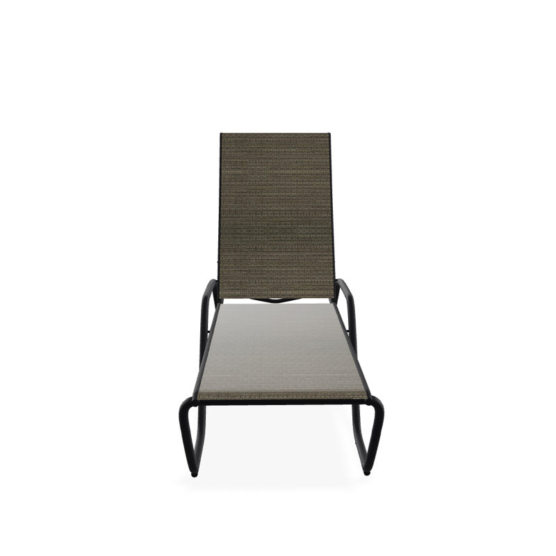 Outdoor Rust-Resistant Metal Chaise Lounge, Textured Black, Natural
