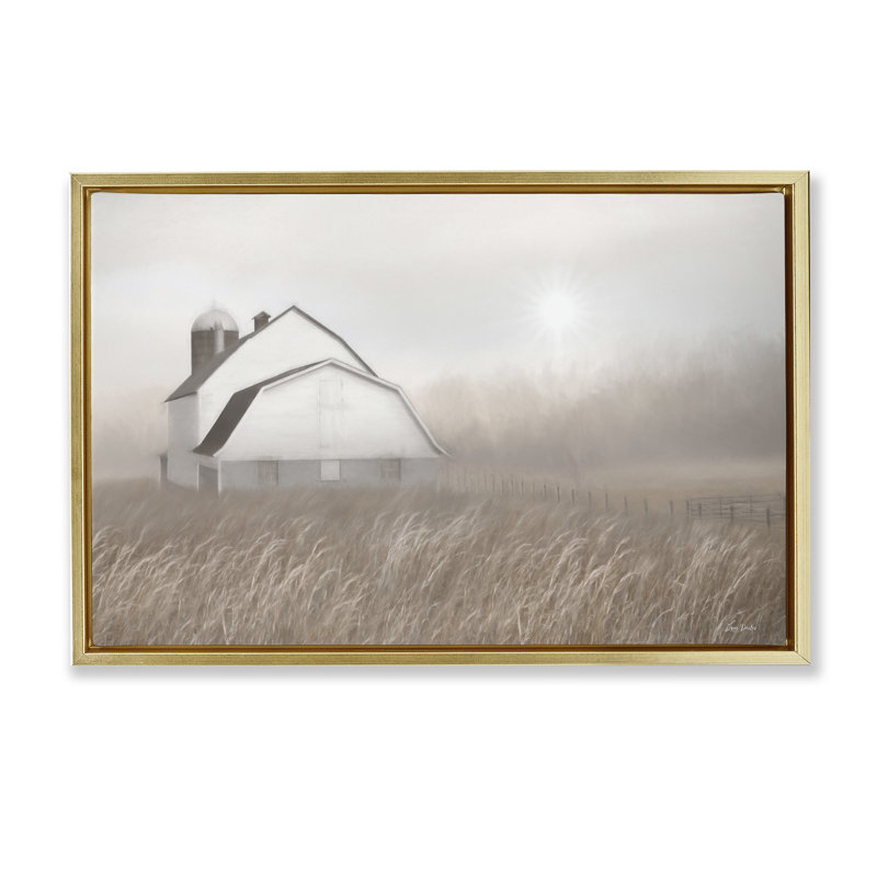 Toile flottante Windblown Farm Grasses par Lori Deiter, Cadre flottant métallique doré, H 17 po x l 25 po