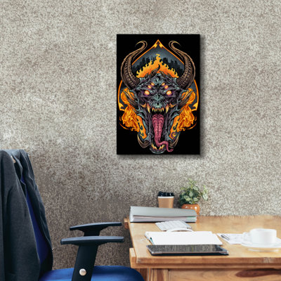 «Ellsbury Demon Face and Fire Skulls» sur impression sur toile