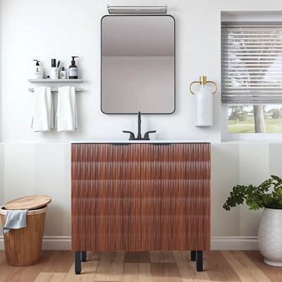 36'' Walnut Modern Free-Standing Single Bathroom Vanity Set