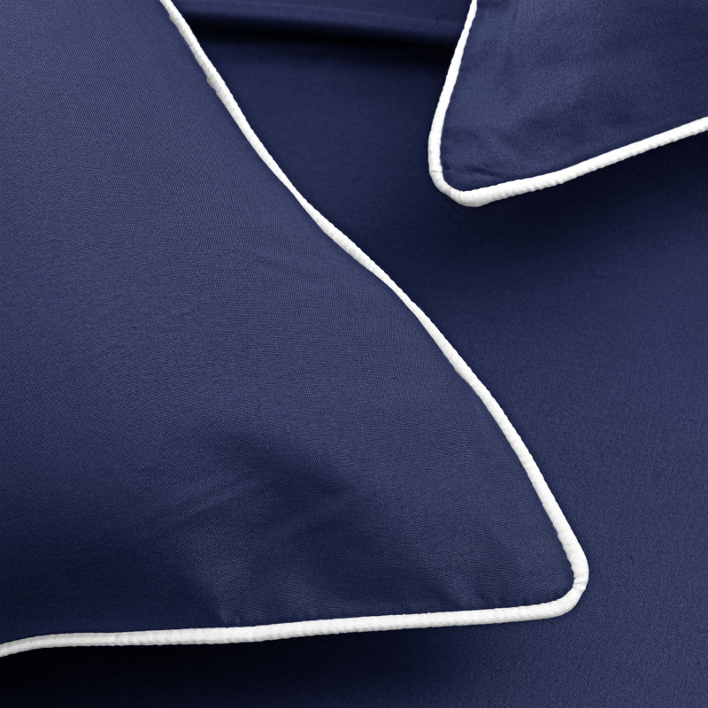 Piping Duvet Cover Set, Navy, Single