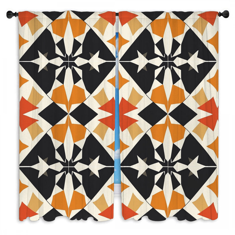Rideaux géométriques à motif géométrique - 2 panneaux, L 20 po x L 82 po