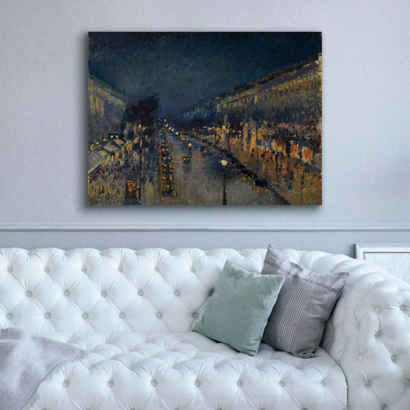 «Boulevard Montmartre At Night, 1897» par Camille Pissarro, estampe numérique sur toile, H 40 po x l 54 po x P 1,5 po