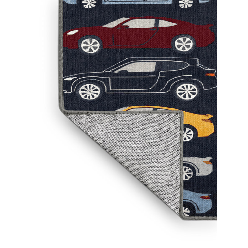 Machine Washable Transportation Purple Area Rug, Square 6'
