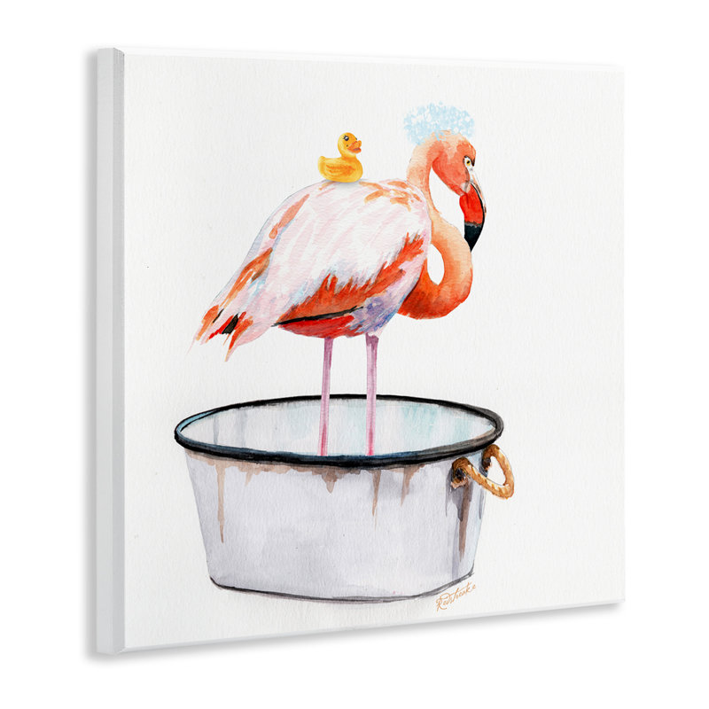 «Flamingo Bath Time Charmant Bubble Détail» par Jennifer Redstreake - reproduction d'art