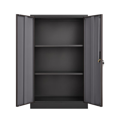 Armoire pliante noire avec portes verrouillables, cloisons réglables, idéale pour le bureau, porte à ressort et cloisons de rangement exquises