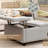 Large Square Storage Bench, Footstool With Two Storage Doors, Mid-Century Modern Coffee Table