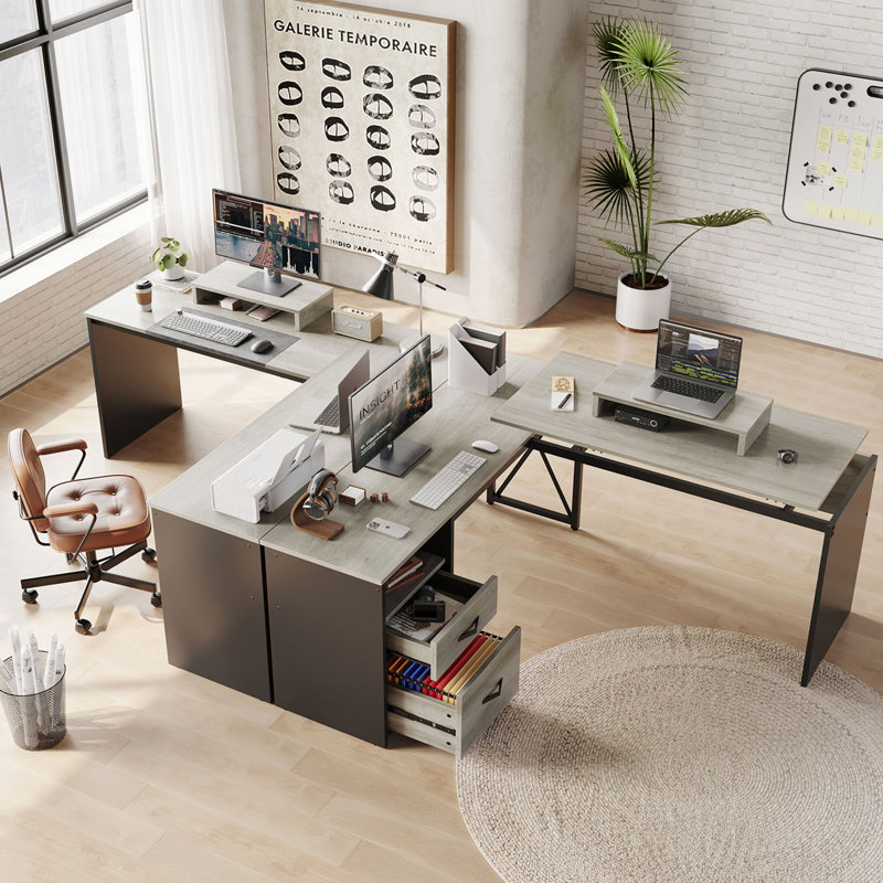 Adjustable L-Shaped Computer Desk