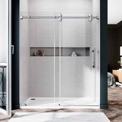 50" - 55" W x 76" H Single Sliding Frameless Shower Door