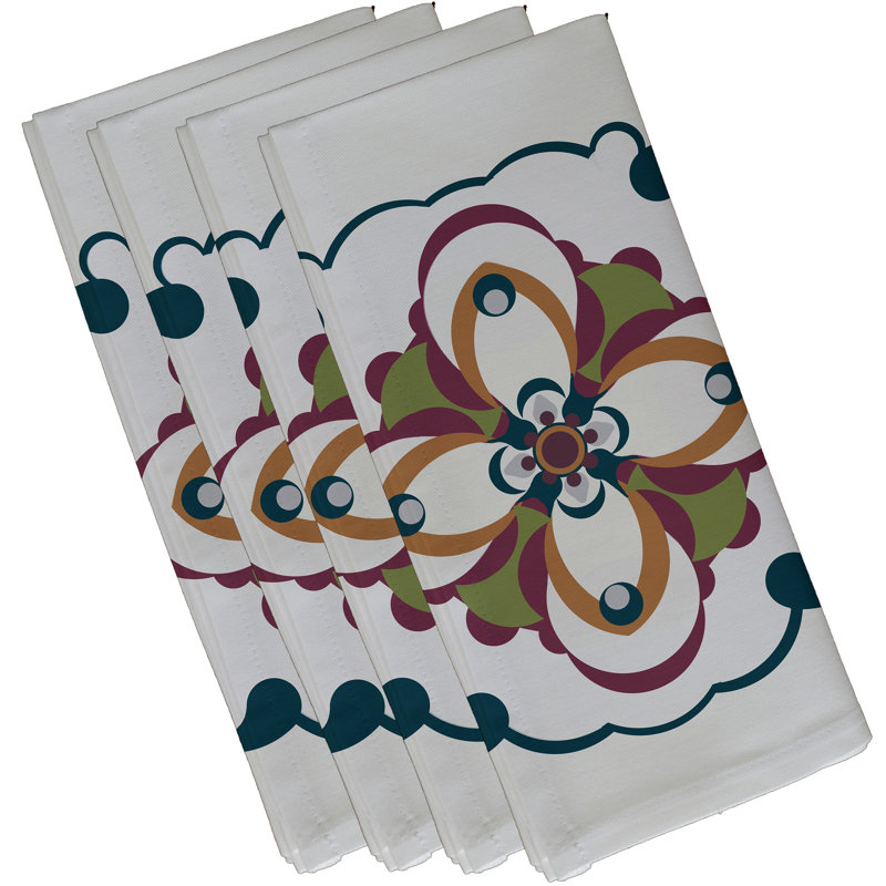 Ensemble de serviettes 4 pièces Souihla Too, L 18 po x L 18 po, Gris pâle / bleu sarcelle