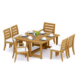9 Pcs Grade-A Teak Wood Dining Set: 60" Square Rectangle Butterfly Table And 8 Atnas  Chairs (4 Arm & 4 Armless Chairs) #11AT1404