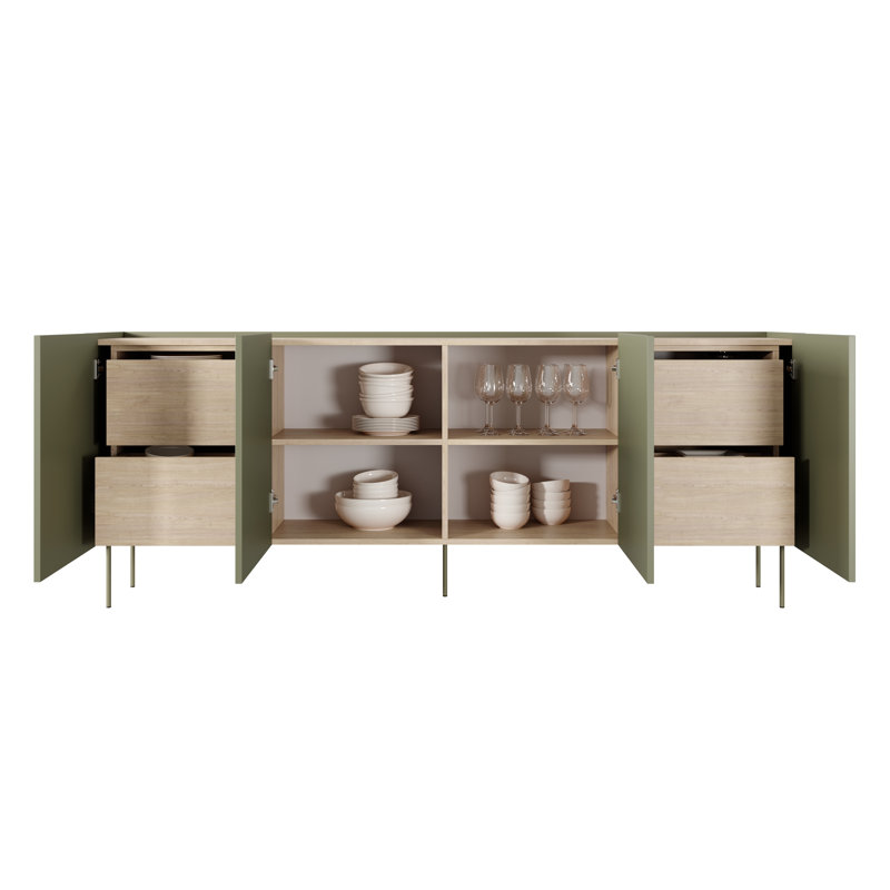 Carlette 220 Cm Wide 4 Drawer Sideboard, Olive