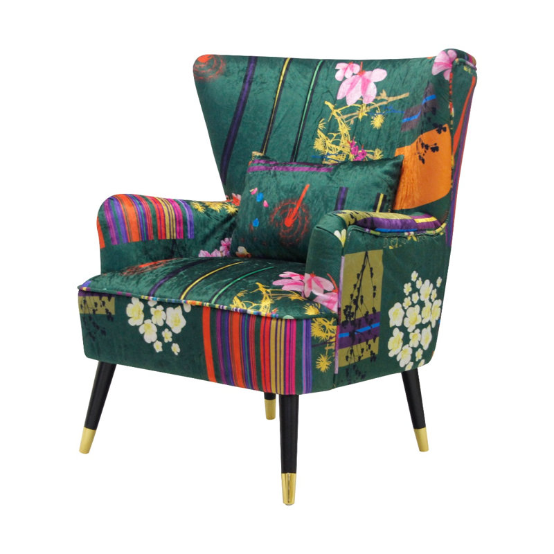 Yair Upholstered Wingback Chair, Green
