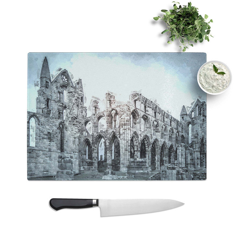 Tempered Glass Ruins of Whitby Abbey in England Chopping Board, 28.5 cm W x 20 cm L