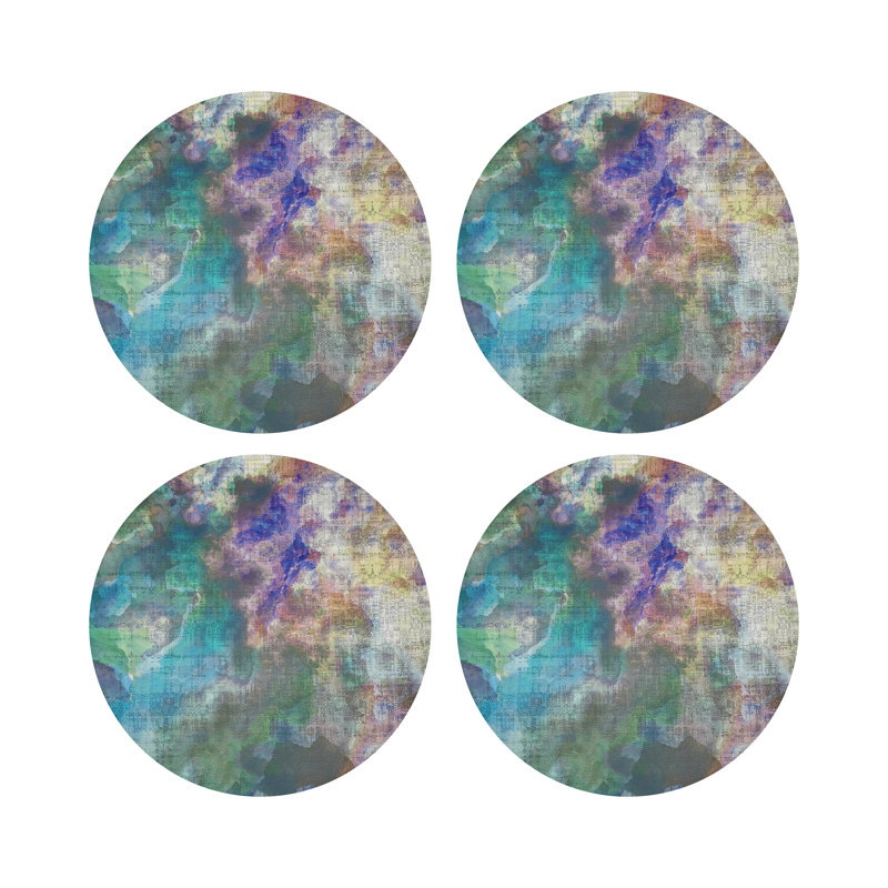 Impressionism Spring Vegan Leather Round Coasters, Coast