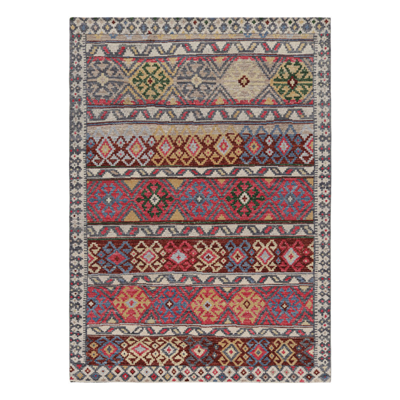 Burano Hand Knotted Wool Geometric Area Rug, Rectangle 10' x 14'