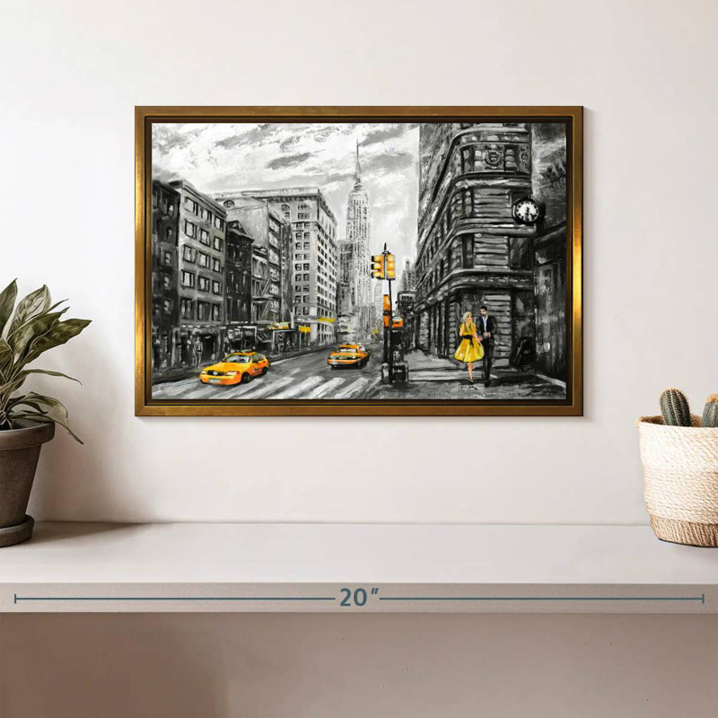 NYC, Cadre flottant doré, 13 po x 9 po