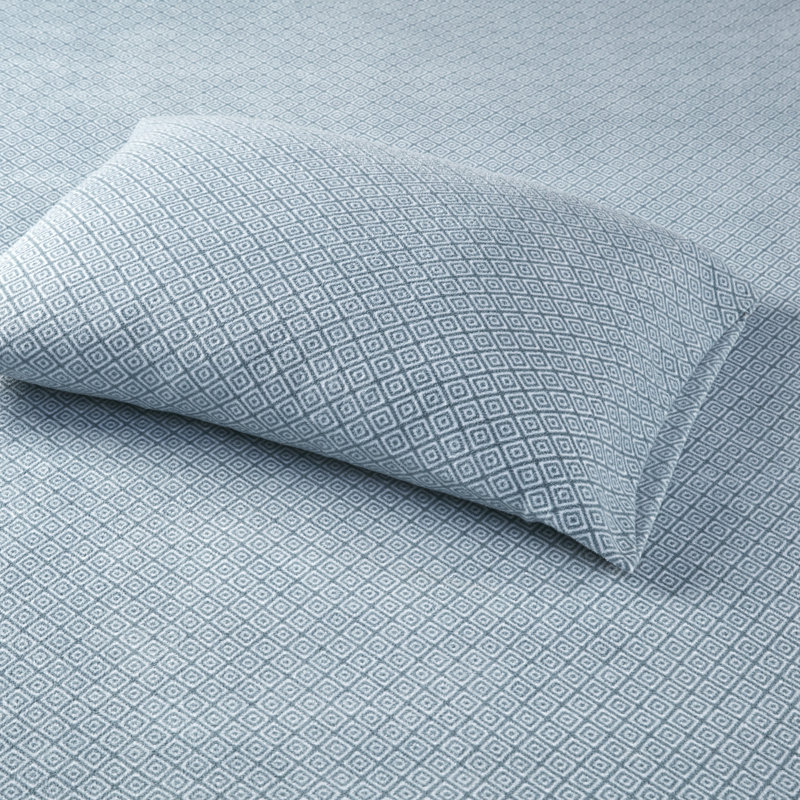 Aqua Twin Microfiber Flannel Plaid Sheet Set
