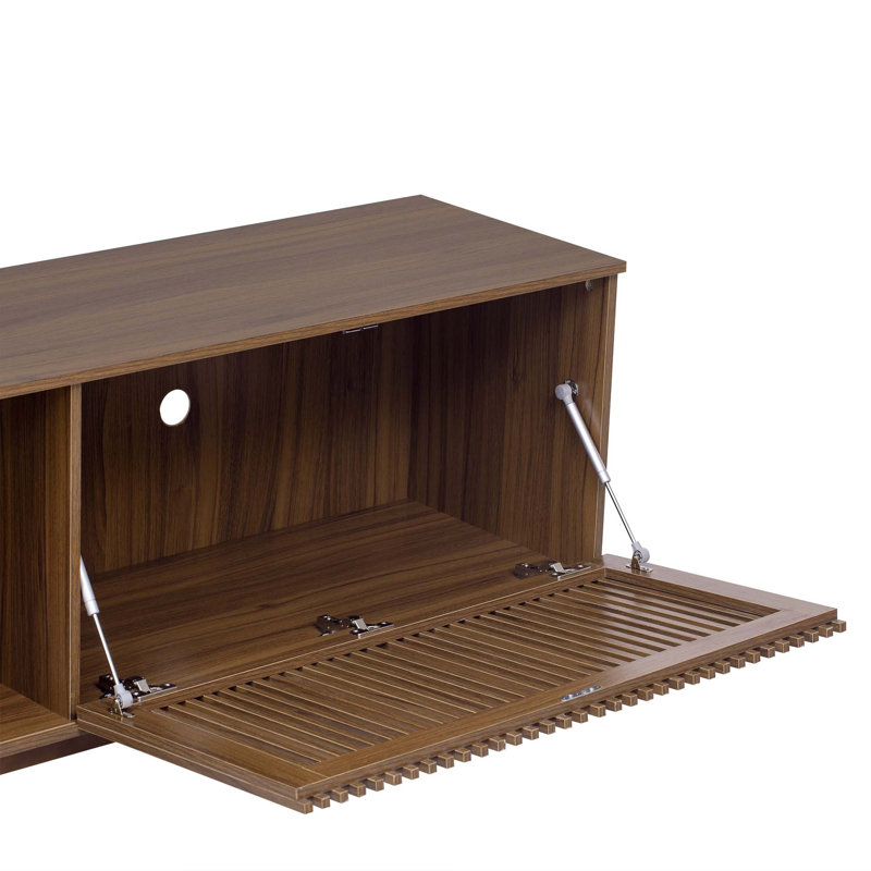 Meuble télé moderne en noyer de style Mid-Century avec fonctions polyvalentes