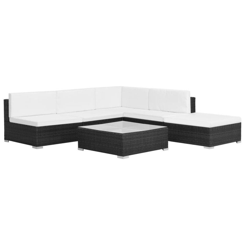Canapé modulaire 6 pièces avec coussins Ailynn, Noir, Blanc