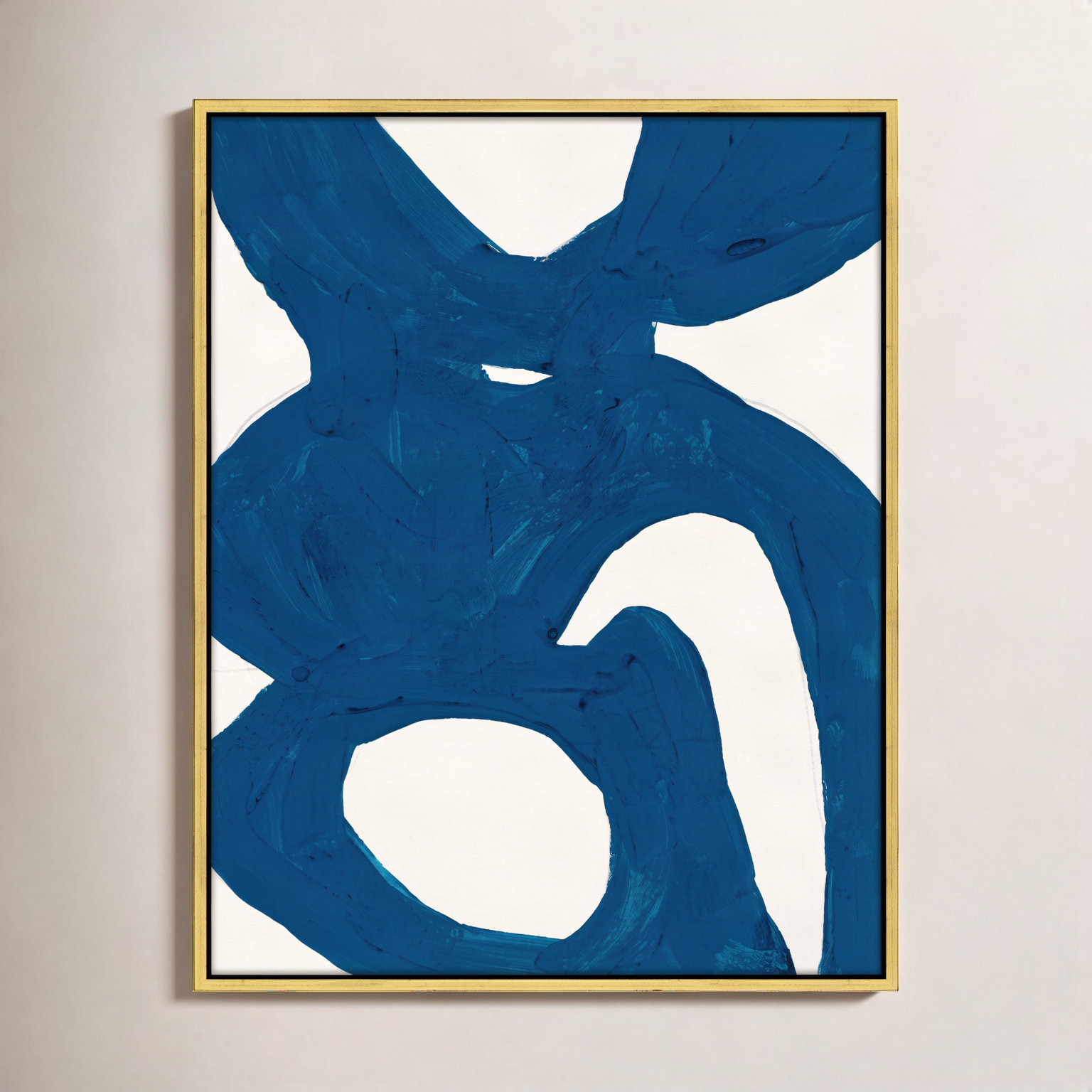Goodall "Blue Harmony 1" Print by Andrea Stokes, 30" H x 24" W x 1.375" D, Gold Framed