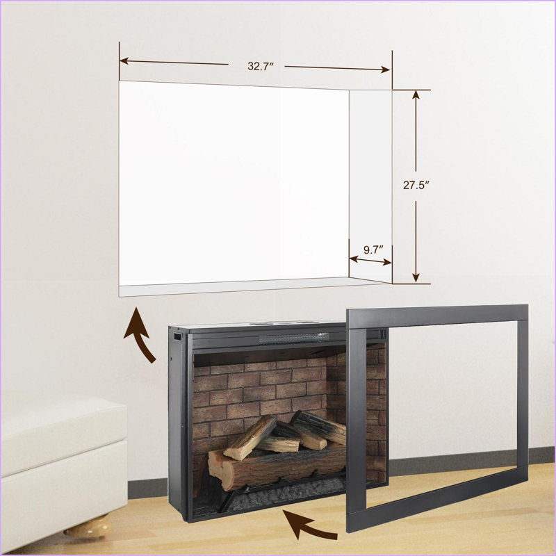 Foyer électrique encastrable, foyer à panneau tactile 37,8 po avec flamme et ampoule Western Modern Bruit crépitant | Sans évent