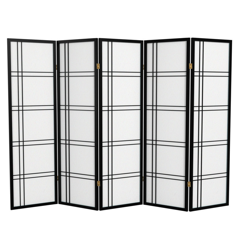 70.5" Tall Double Cross Shoji Panel Room Divider, Black, 4, 5 ft