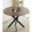 Table de salle à manger de style Mid-Century de 42,1 po de couleur noir et bois pour 4 à 6 personnes avec plateau rond en MDF, table de salle à manger à piédestal, table basse de loisir, pieds croisés
