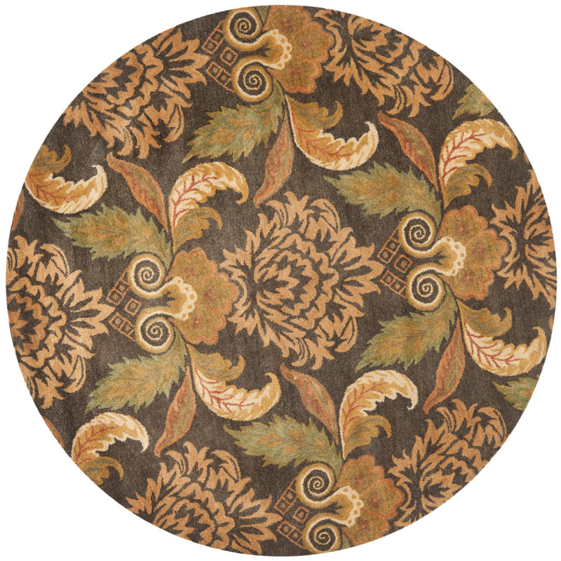 Metro Hand Tufted Wool Pile Floral Rug, Round 8'