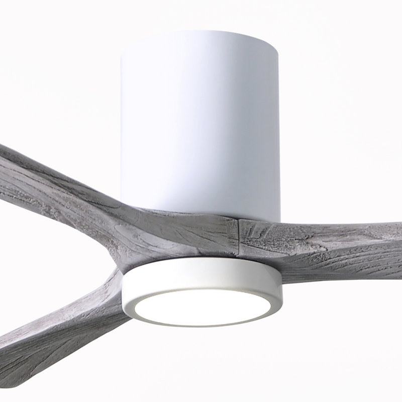 Irene LED Ceiling Fan, Gloss White, Barn Wood Tone, 52"